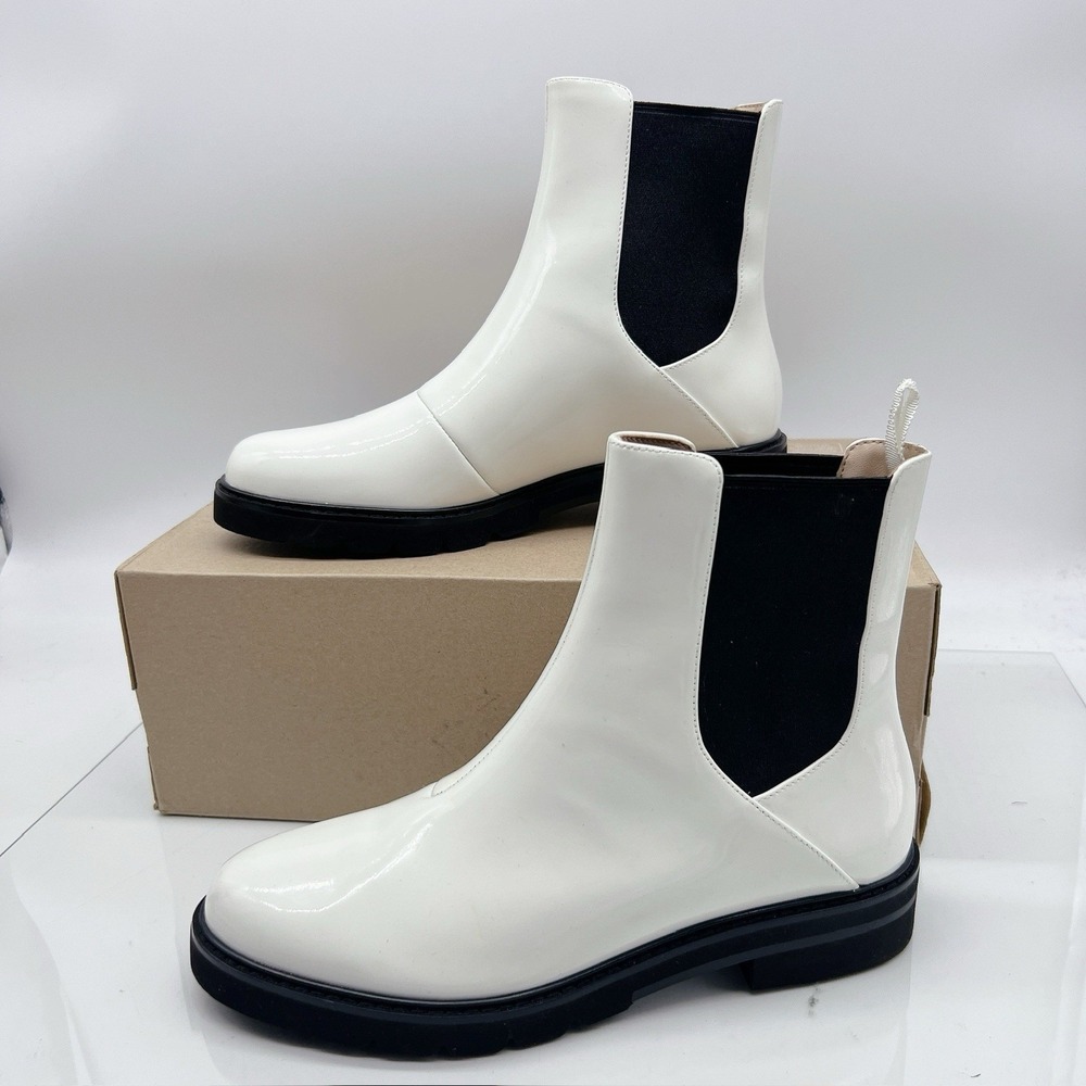 STUART WEITZMAN Dylan Leather Chelsea Boots Bootie White US 7.5 EU 38